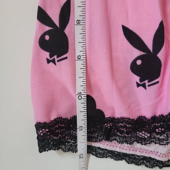 Playboy Bunny Print Lace Trim 2 Piece Pajama Set - Picture 5 of 7